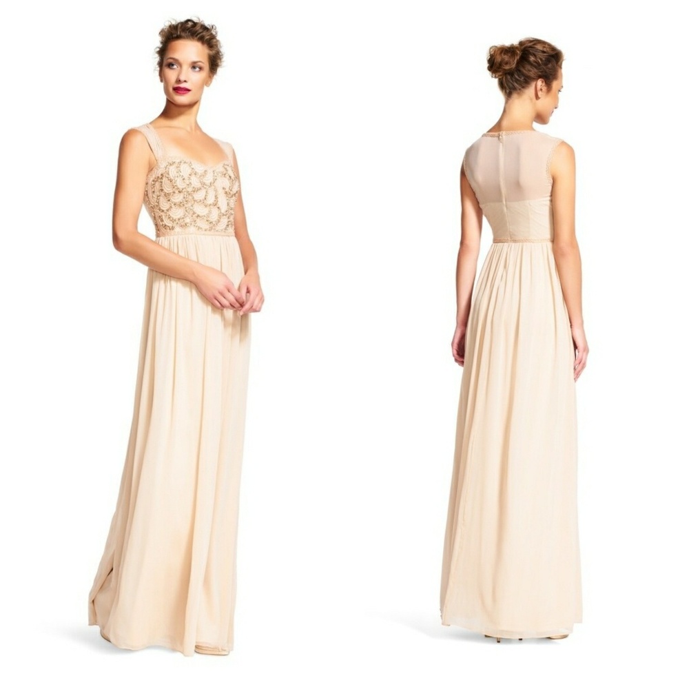 Adrianna Papell Chiffon Dress with Beaded Bodice